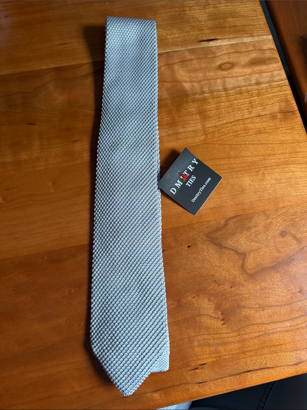 Knitted Silk Light Grey Tie -- DMITRYMade in Italy - Picture 2 of 5